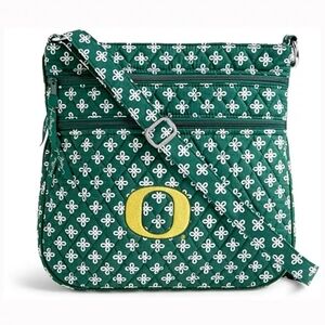 Very Bradley Oregon Ducks Triple Zip Hipster Crossbody Bag (Green And White)